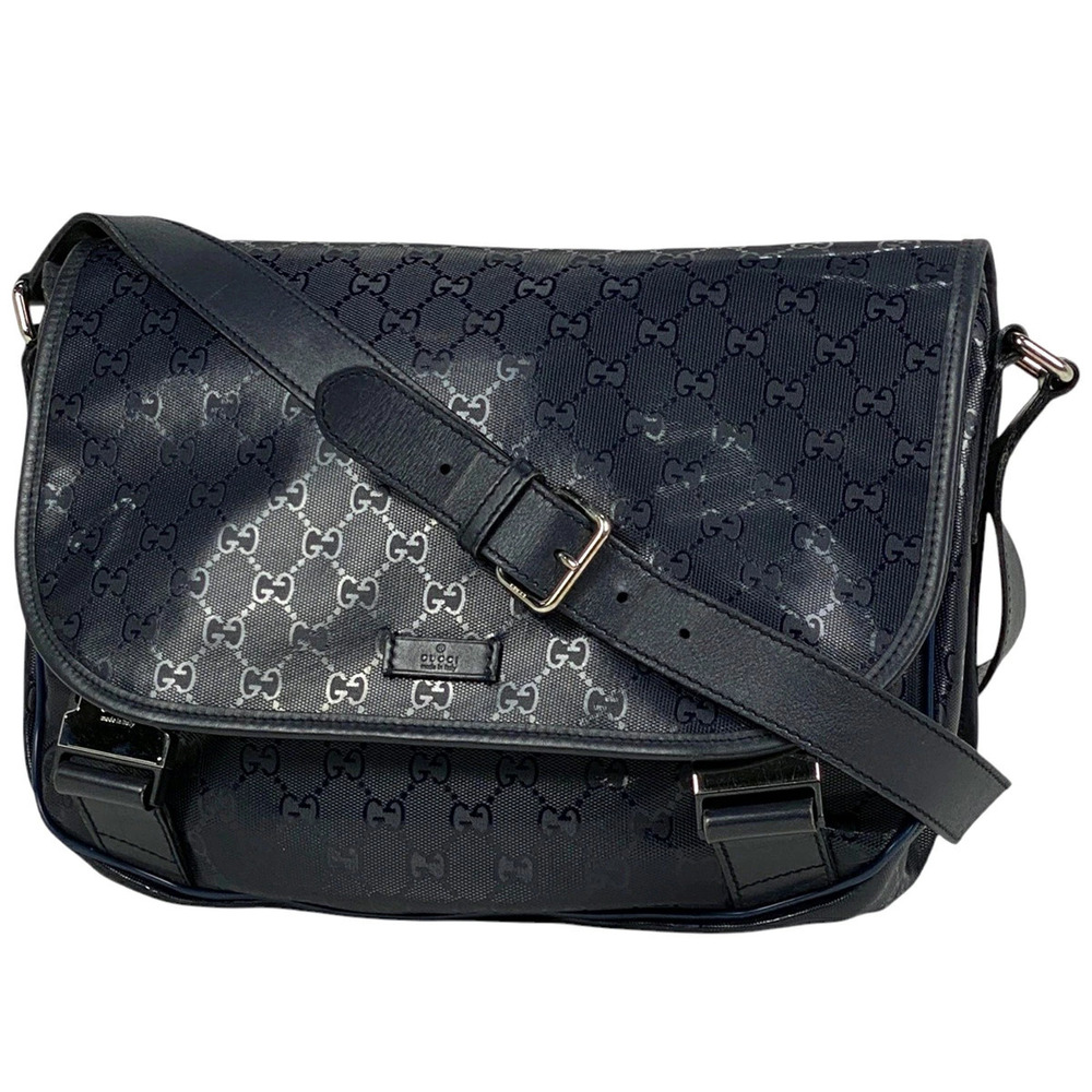 Gucci GG Imprime Shoulder Bag Messenger Canvas Navy Blue